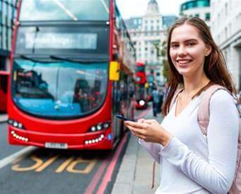 London bus passenger smartphone