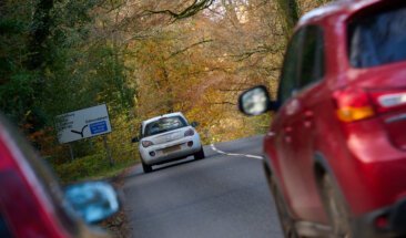 cars on country road