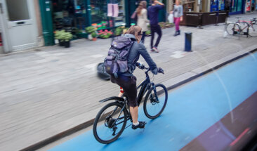 cyclist in cycle lane