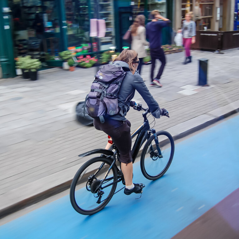 cyclist in cycle lane