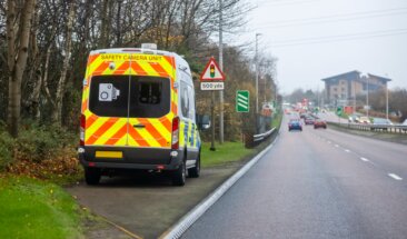 Mobile Radar Speed Safety Camera Unit Parked At The Side of Road