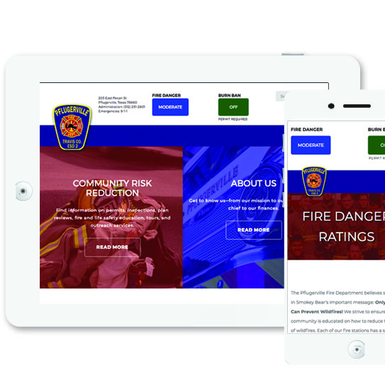 Tablet and phone Pflugerville Fire web design